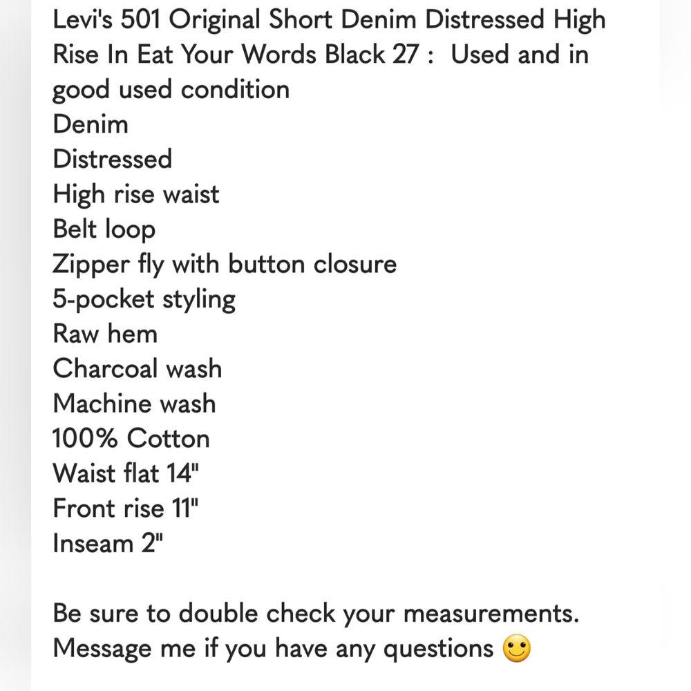 🏷LEVI's 501 Distressed High Rise Short - 27W - Picture 2 of 13